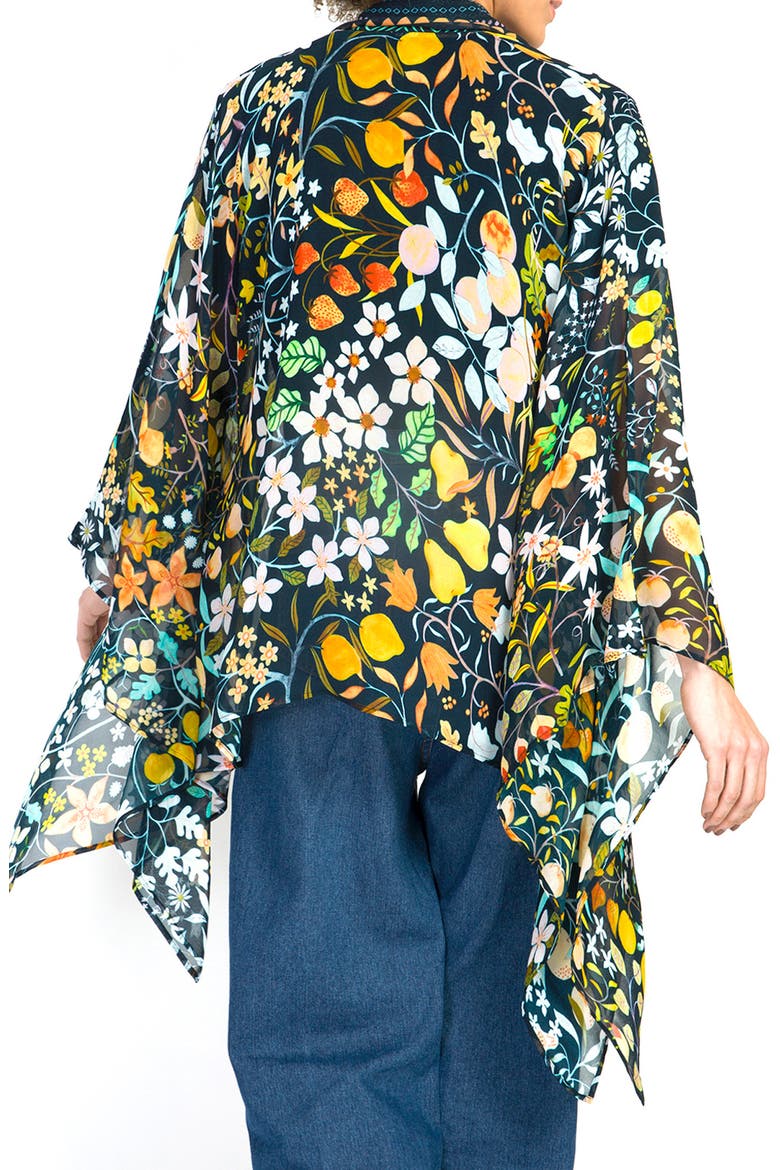 Floral Print Scarf, Alternate, color, BLACK