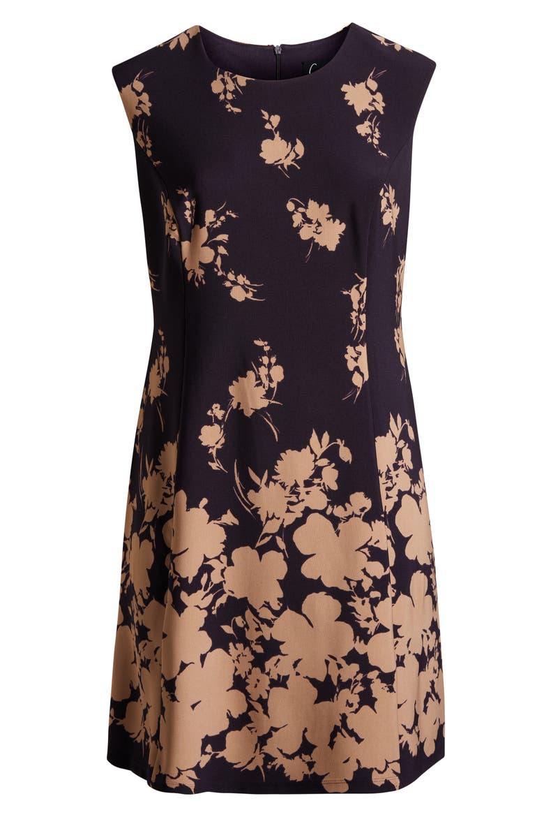 Floral Sleeveless Dress, Alternate, color, AUBERGINE/ GOLD