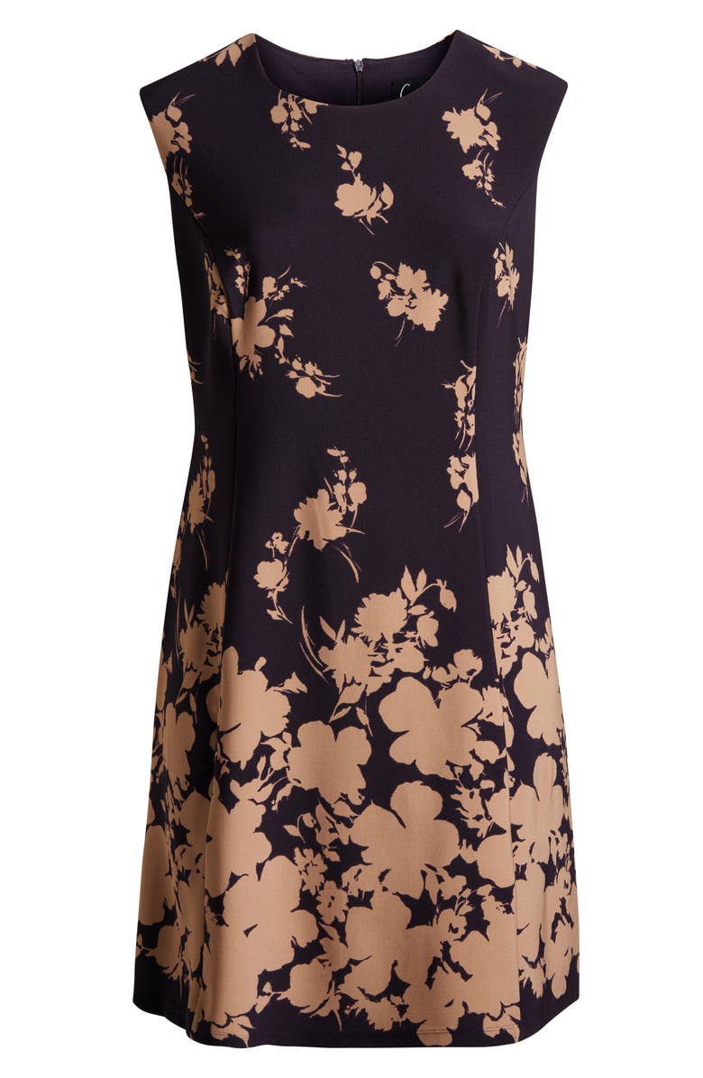 Connected Apparel Floral Sleeveless Dress, Alternate, color, Aubergine/ Gold