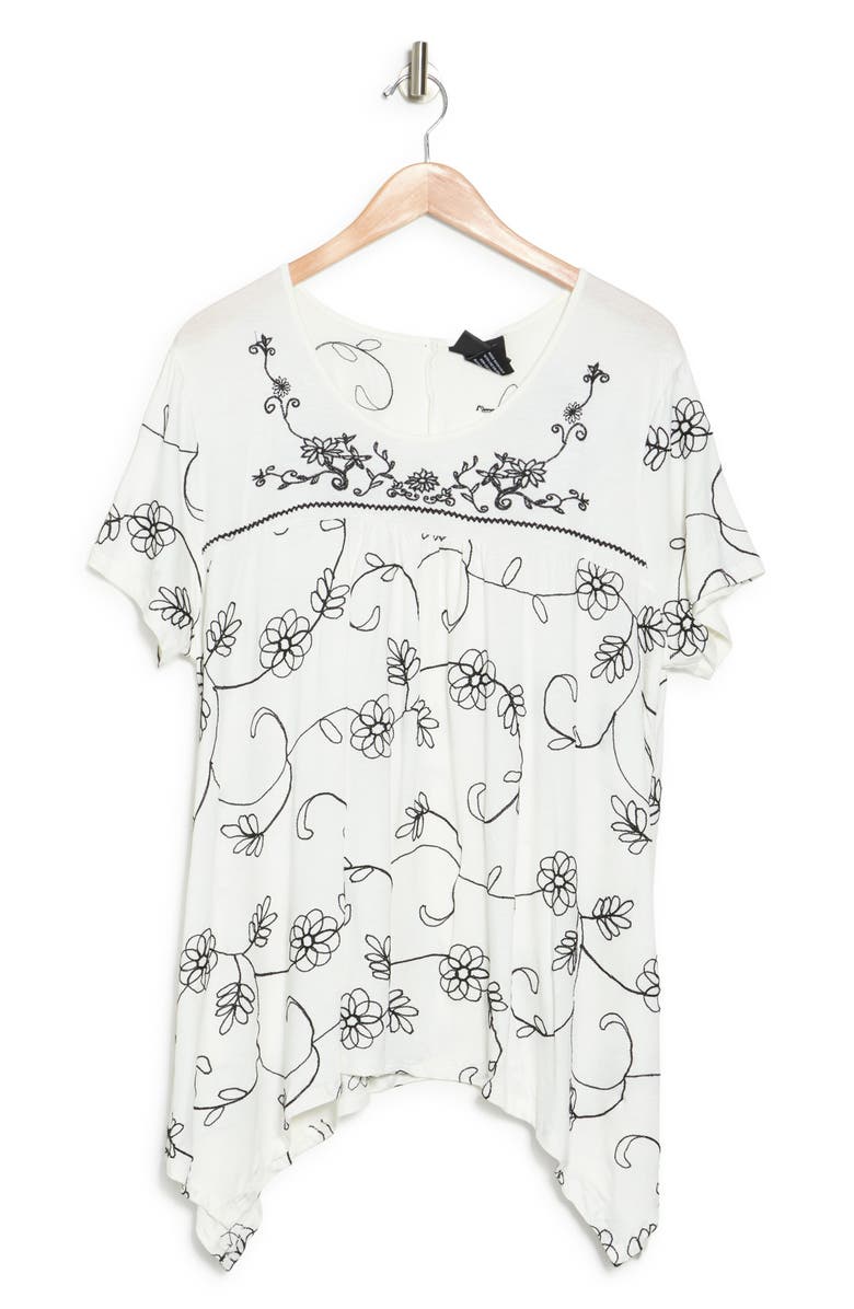 Forgotten Grace Floral Sharkbite Hem T-Shirt, Alternate, color, White/ Black