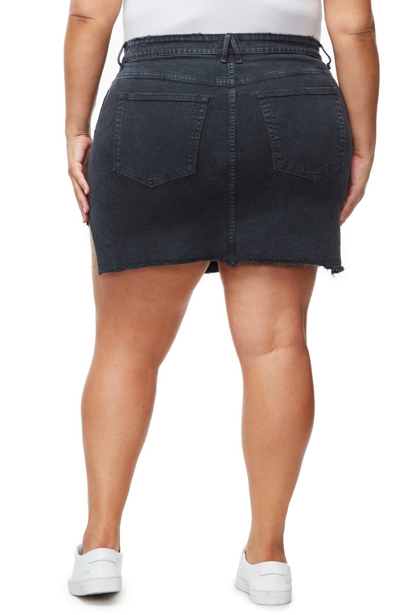 Good American The Bombshell Frayed Denim Miniskirt, Alternate, color,