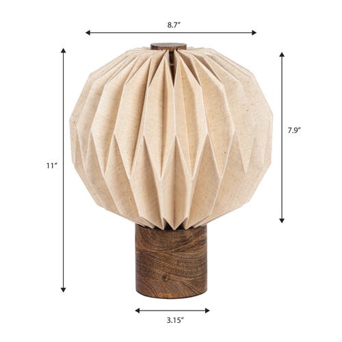 Jonathan Y Quincy 11" Modern Minimalist Paper Pleated Orb Accent Led Table Lamp In Brown