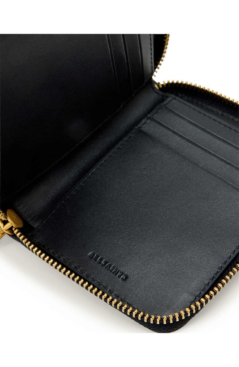 AllSaints Lena Hex Leather Zip Wallet, Alternate, color, Burnt Umber Red