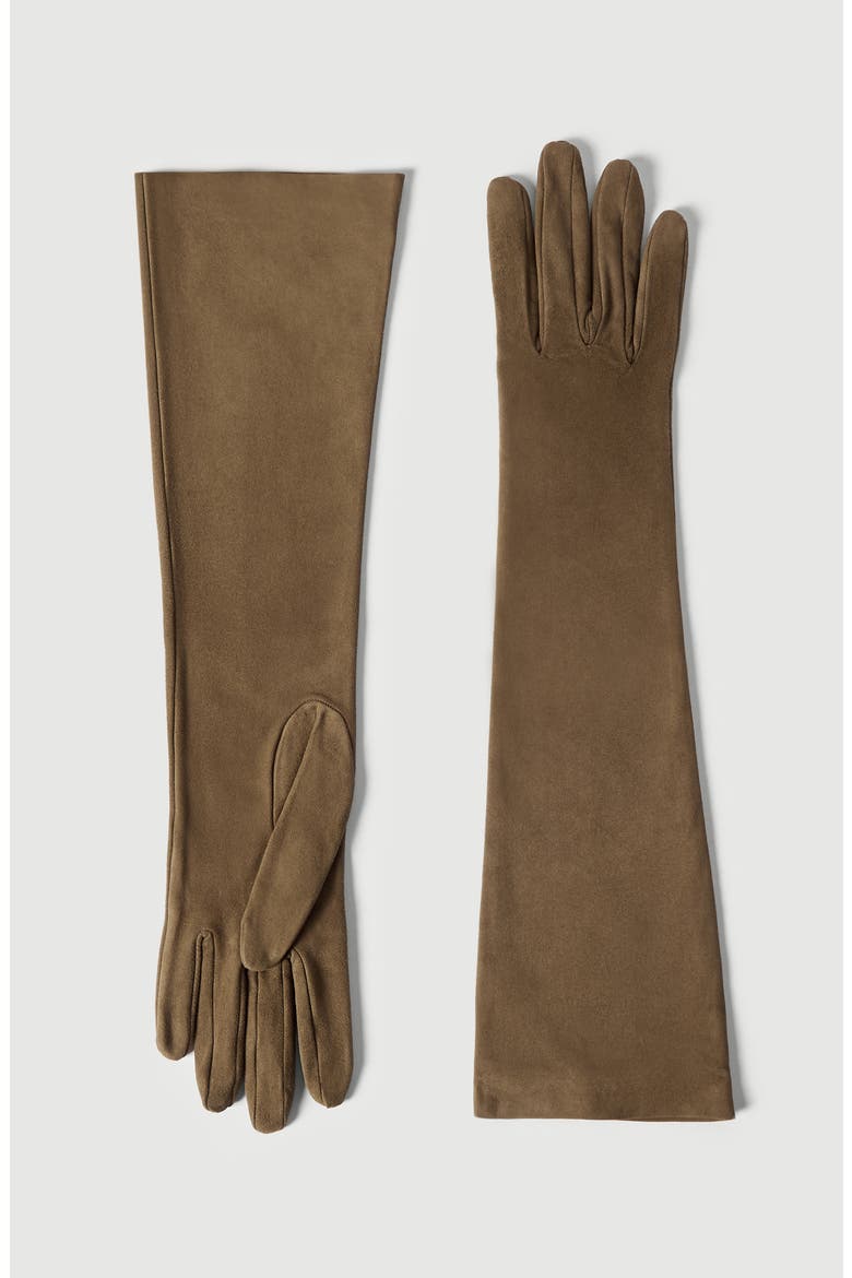 Suede long gloves, Main, color, Origano