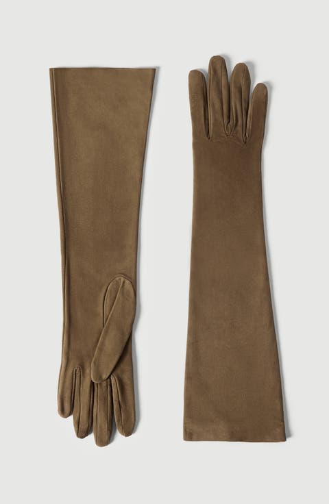 Suede long gloves