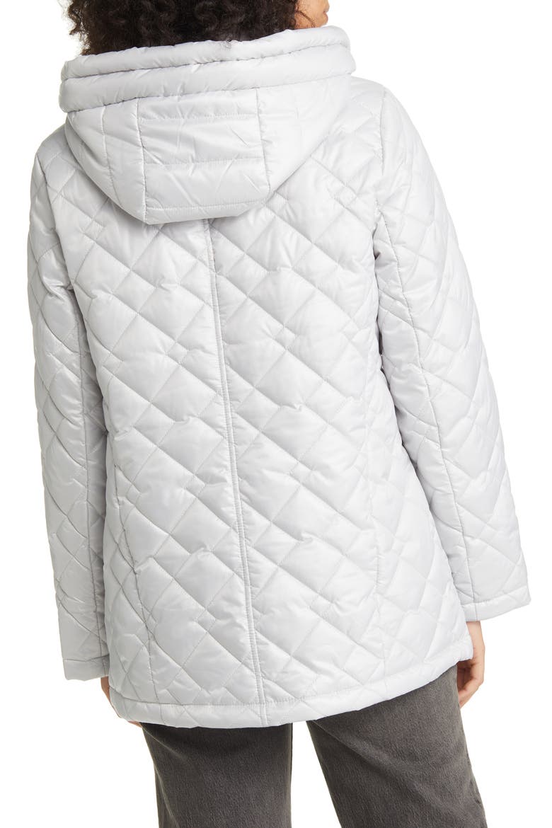 Hooded Water Repellent Quilted Puffer Jacket, Alternate, color, SILVER