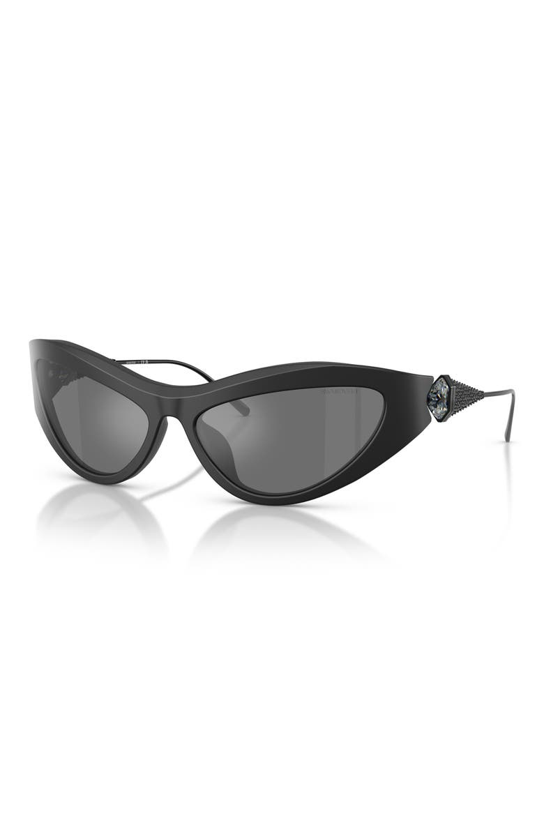 60mm Cat Eye Sunglasses, Alternate, color, MATTE BLACK / GREY MIRROR BLACK