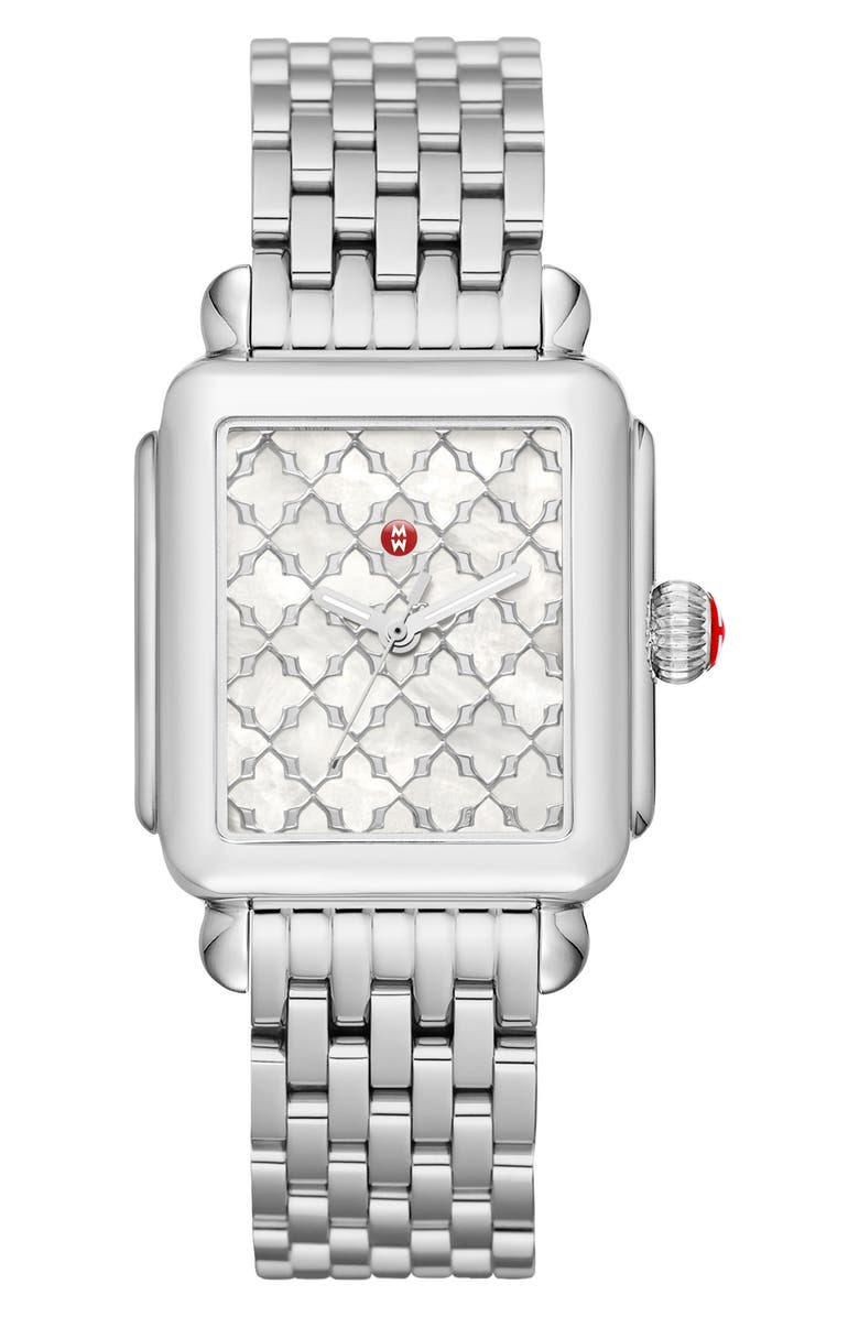 MICHELE Deco Mosaic Square Watch Head, 33mm x 35mm, Alternate, color, 