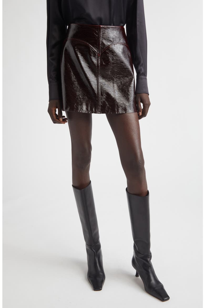 Aksie Faux Leather Miniskirt, Main, color, DARK PLUM