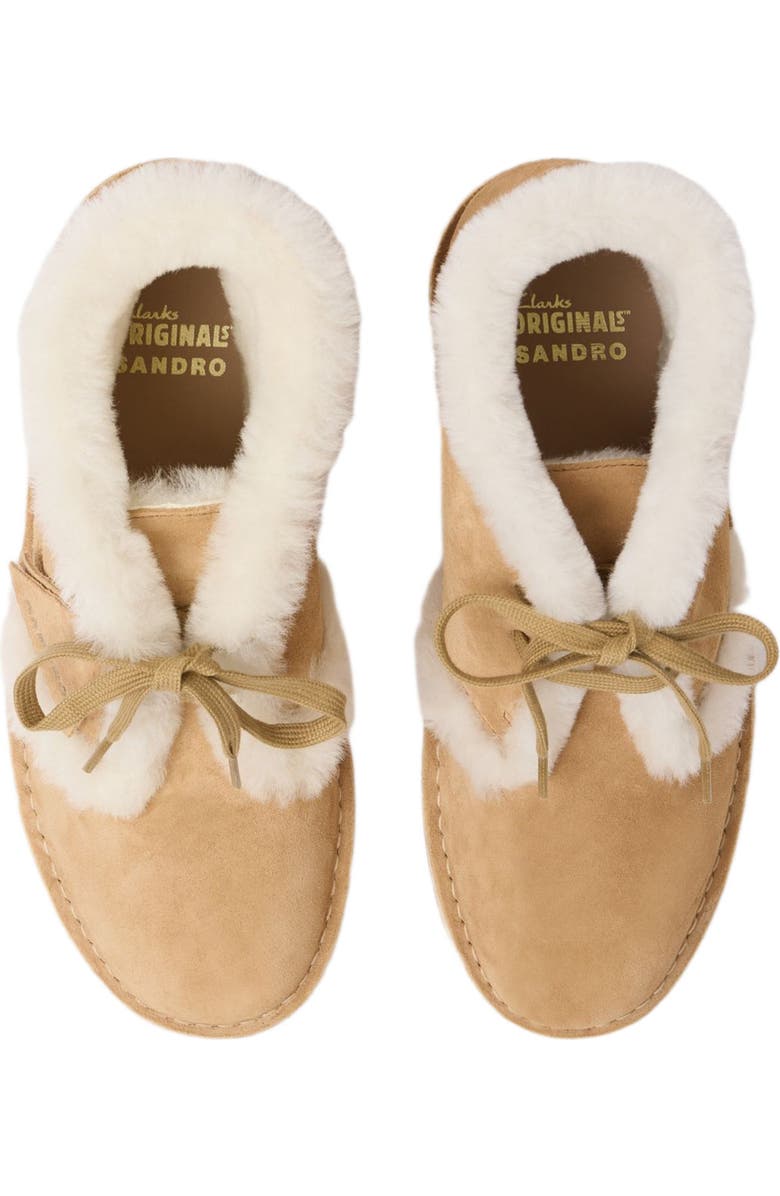 SANDRO Shearling Desert Boots, Alternate, color, Beige