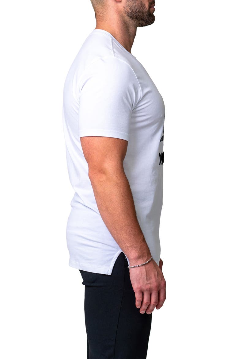 Mightymane White Embroidered Logo Stretch Cotton Graphic T-Shirt, Alternate, color, WHITE