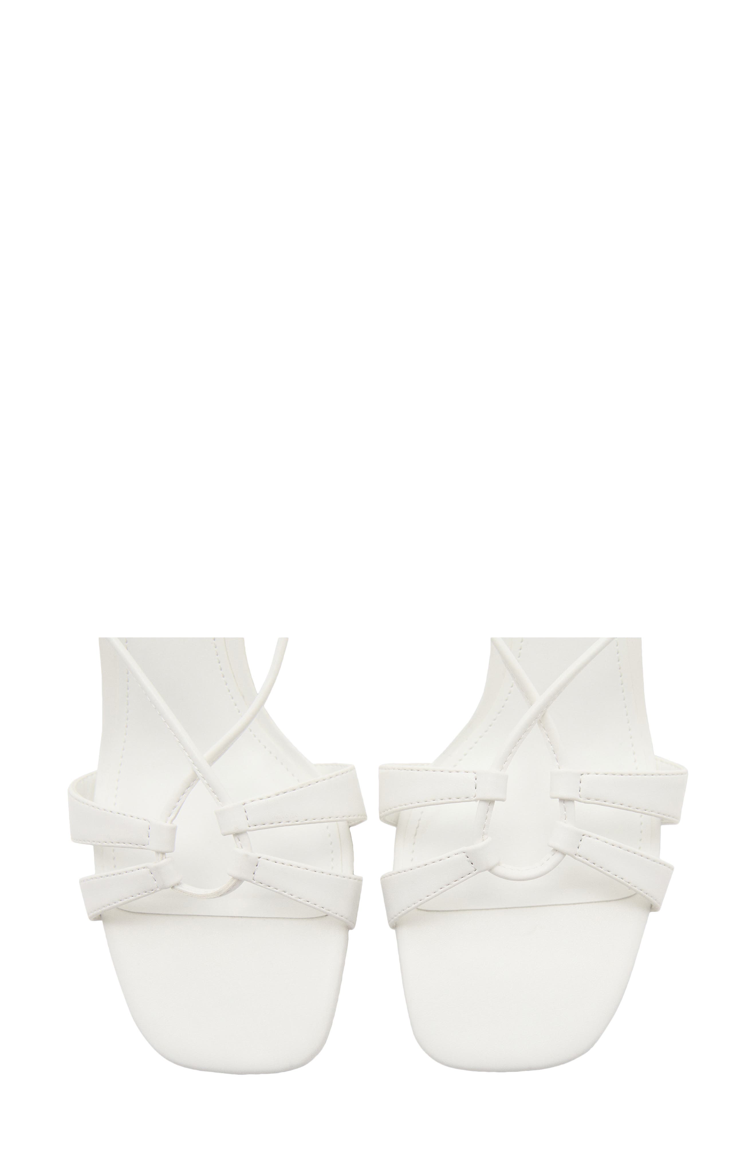 MANGO Ankle Strap Kitten Heel Sandal, Alternate, color, White