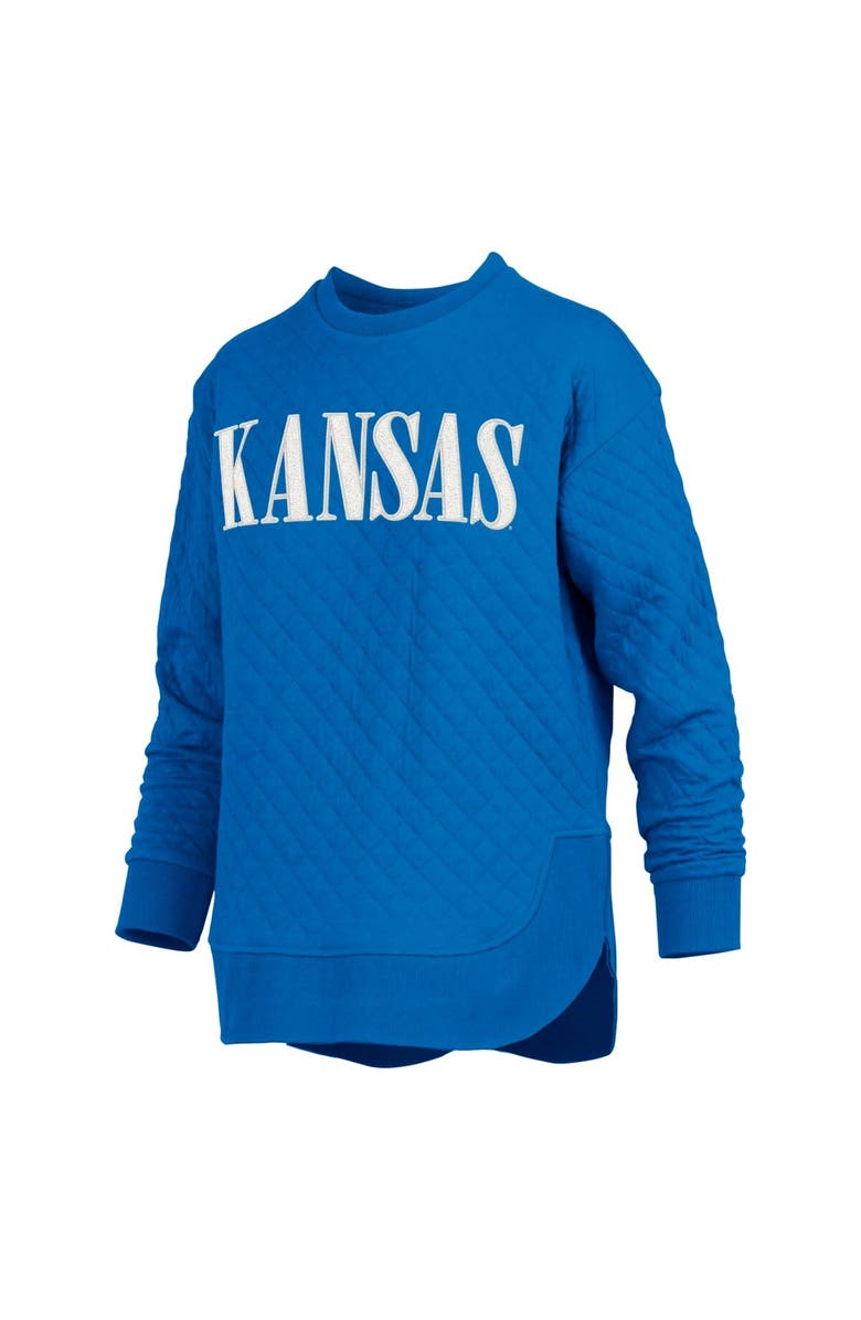 PRESSBOX Women's Pressbox Royal Kansas Jayhawks Quilted Long Sleeve Pullover Sweatshirt, Alternate, color, Royal