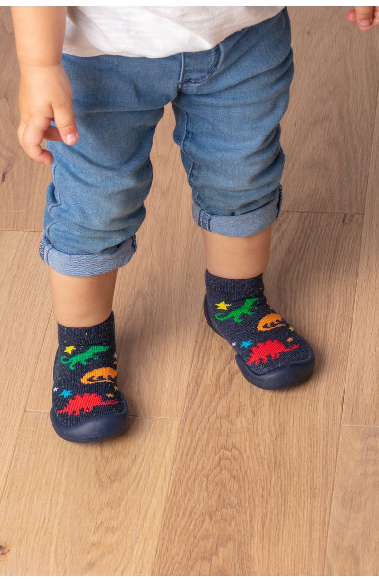 Komuello Toddler Boy Sock Shoes - Dinos, Alternate, color, Dark Navy