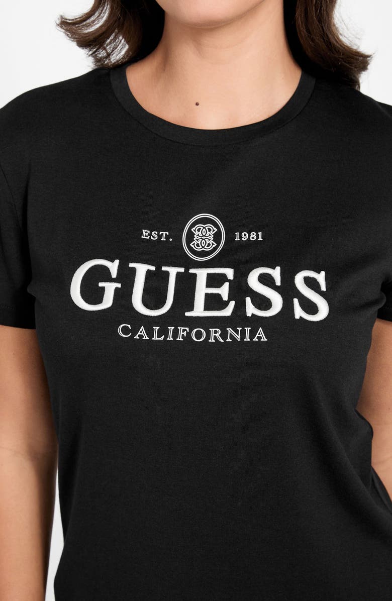 GUESS Arabella Graphic Print Organic Cotton Blend T-Shirt, Alternate, color, Black-Black