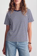 Menina Step Striped Longline Short Sleeve Organic Cotton T-Shirt