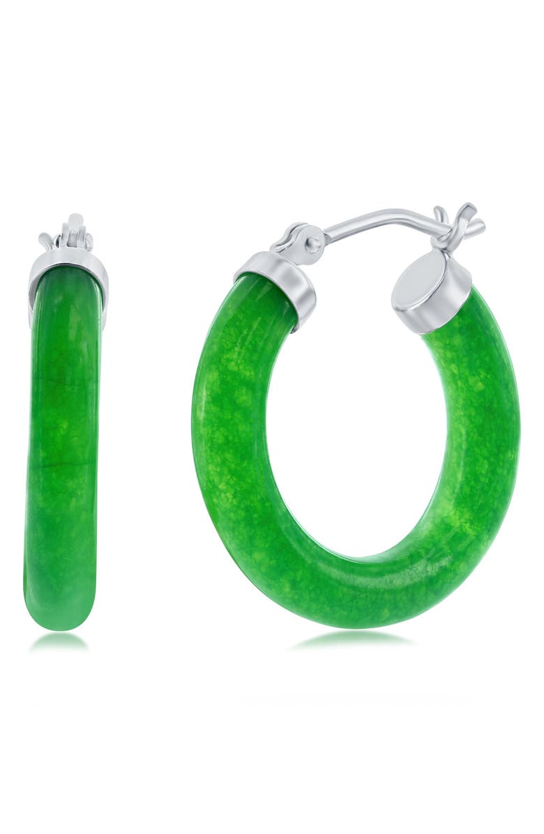 SIMONA 25mm Jade Hoop Earrings, Main, color, 