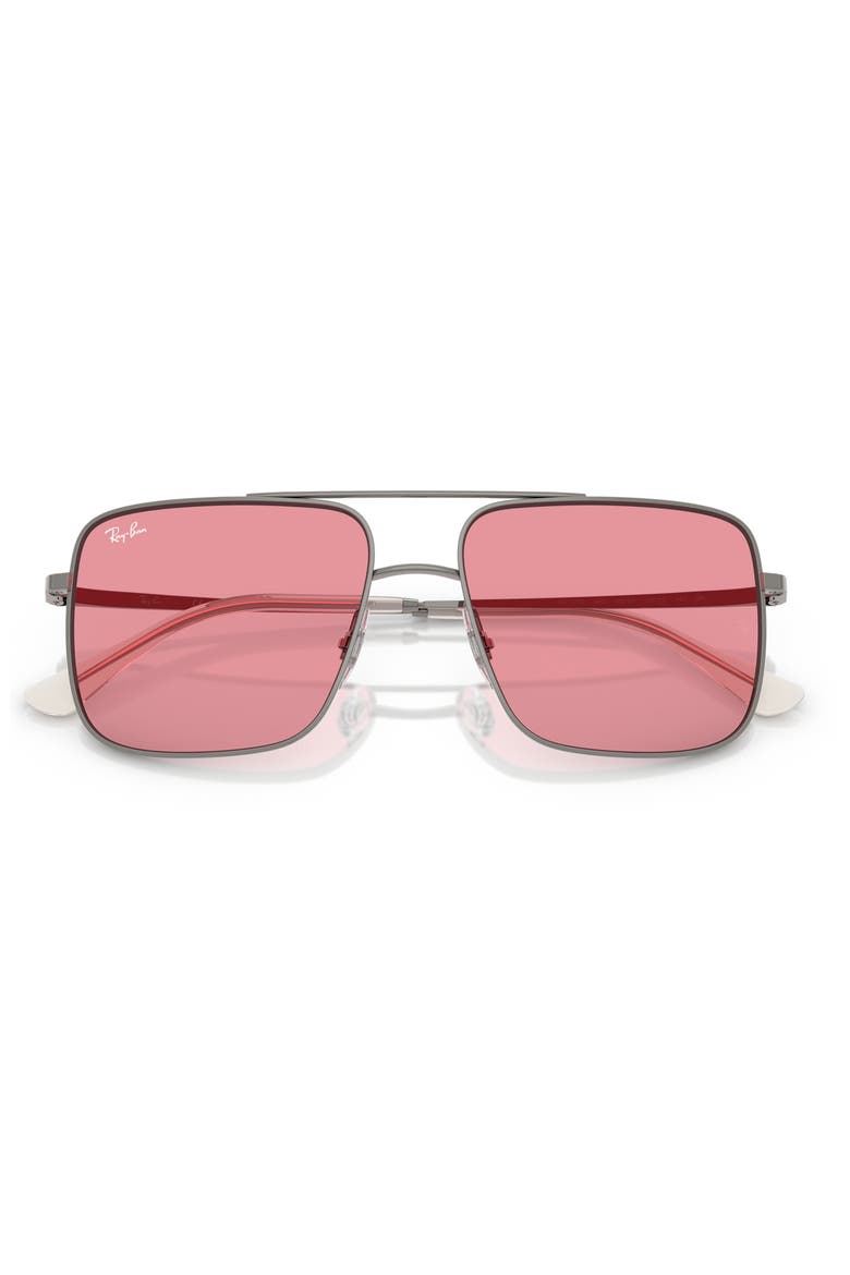 56mm Square Sunglasses, Alternate, color, GUNMETAL