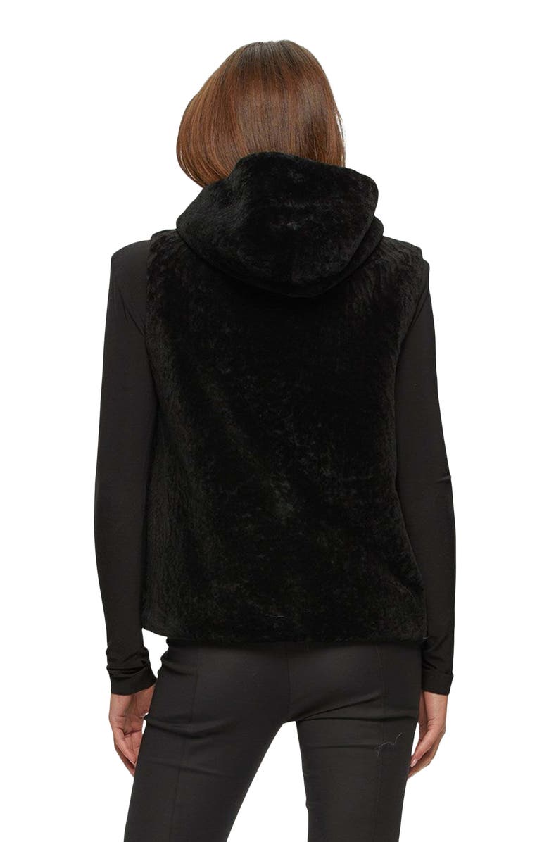 GORSKI Reversible Shearling Lamb Hooded Vest, Alternate, color, Black/Black