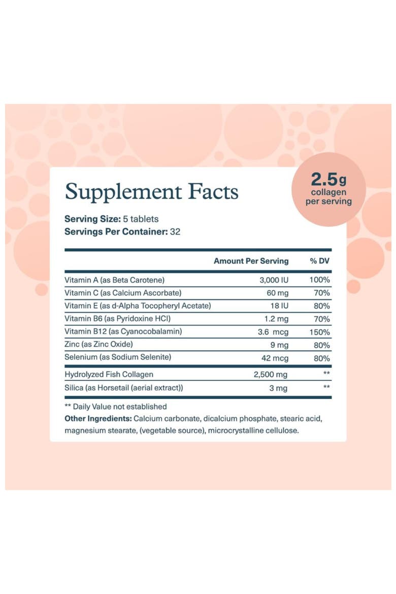 Marine Collagen Hydrolyzed Fish-Sourced Skin Support Supplement 160 Tablets, Alternate, color, None