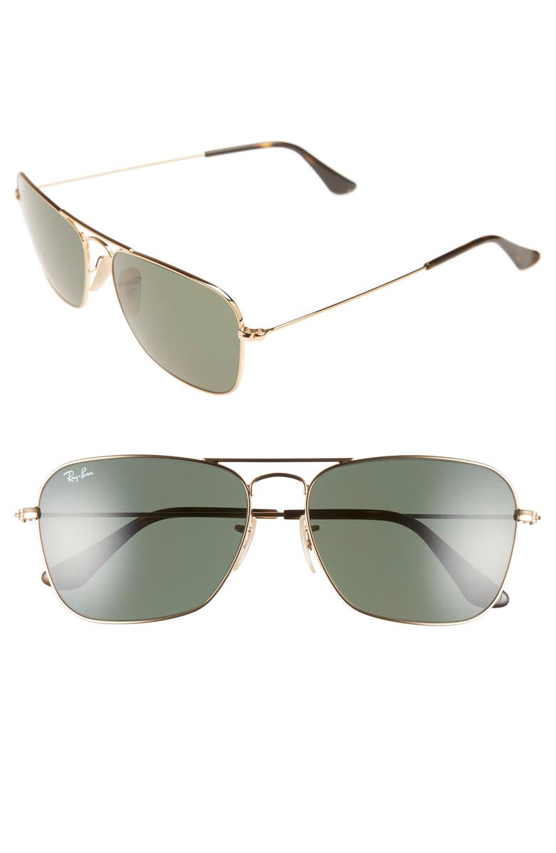 Ray-Ban Caravan 58mm Aviator Sunglasses, Main, color, 