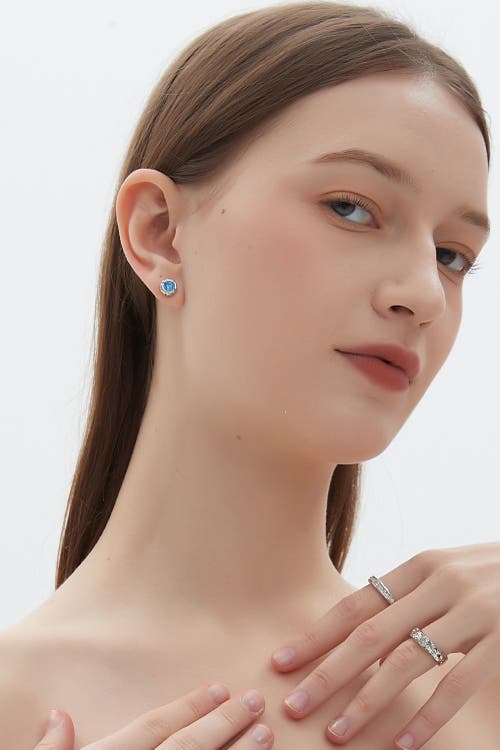 Classicharms Skyler Molten Cubic Zirconia Stud Earrings In Blue
