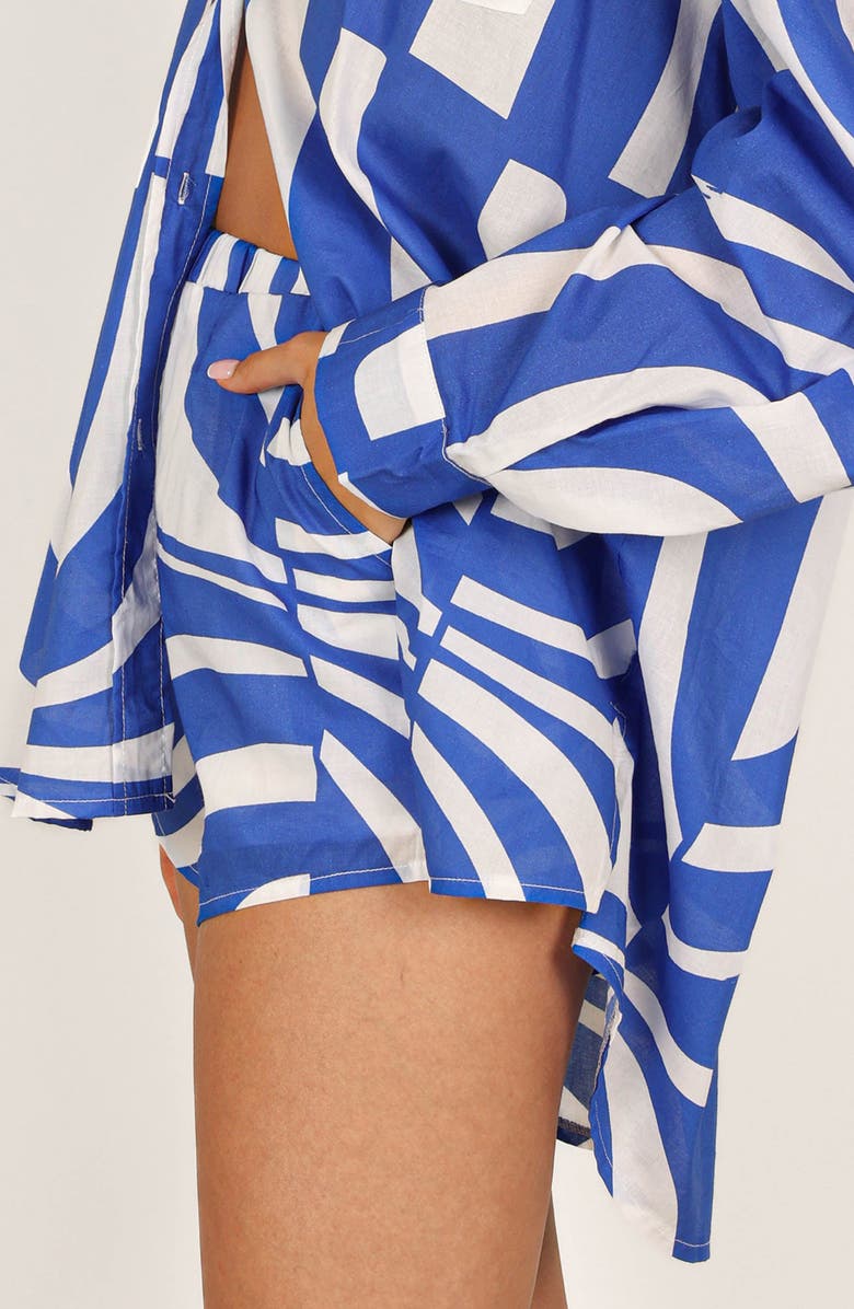 Petal & Pup Heather Cotton Shorts, Alternate, color, Blue Print