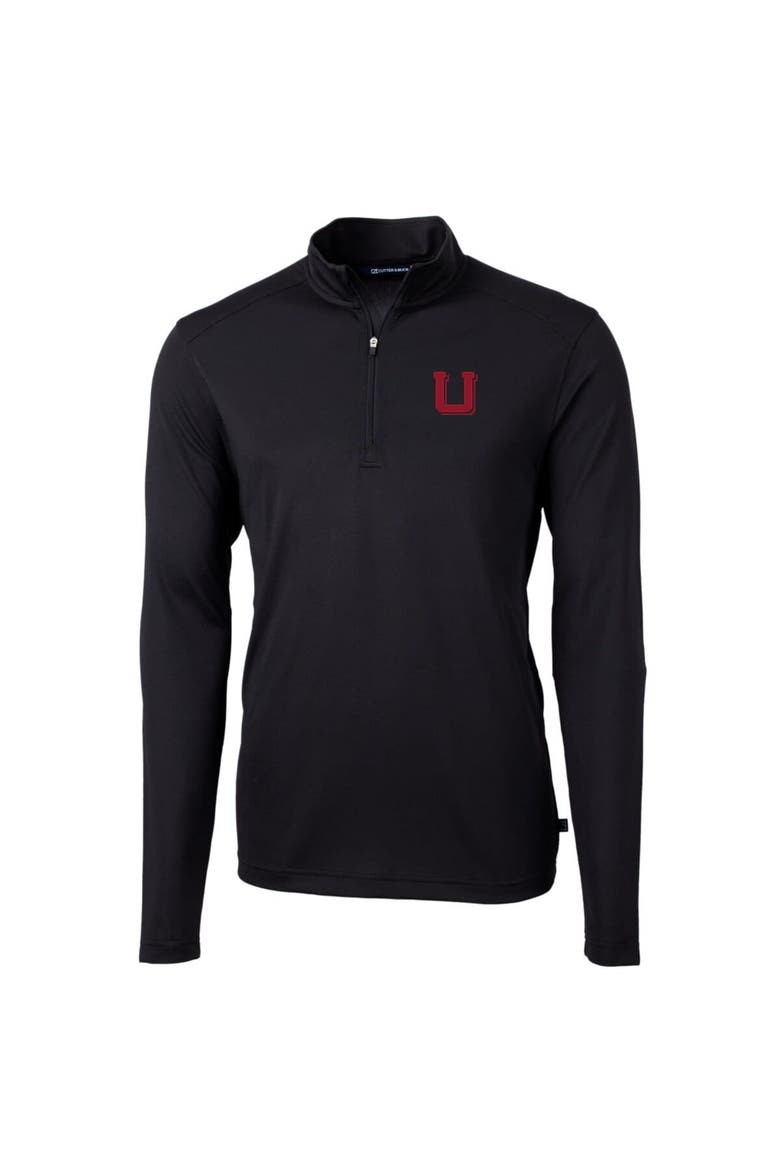 Men's Cutter & Buck Black Utah Utes Virtue Eco Pique Recycled Quarter-Zip Pullover Top, Alternate, color, Black