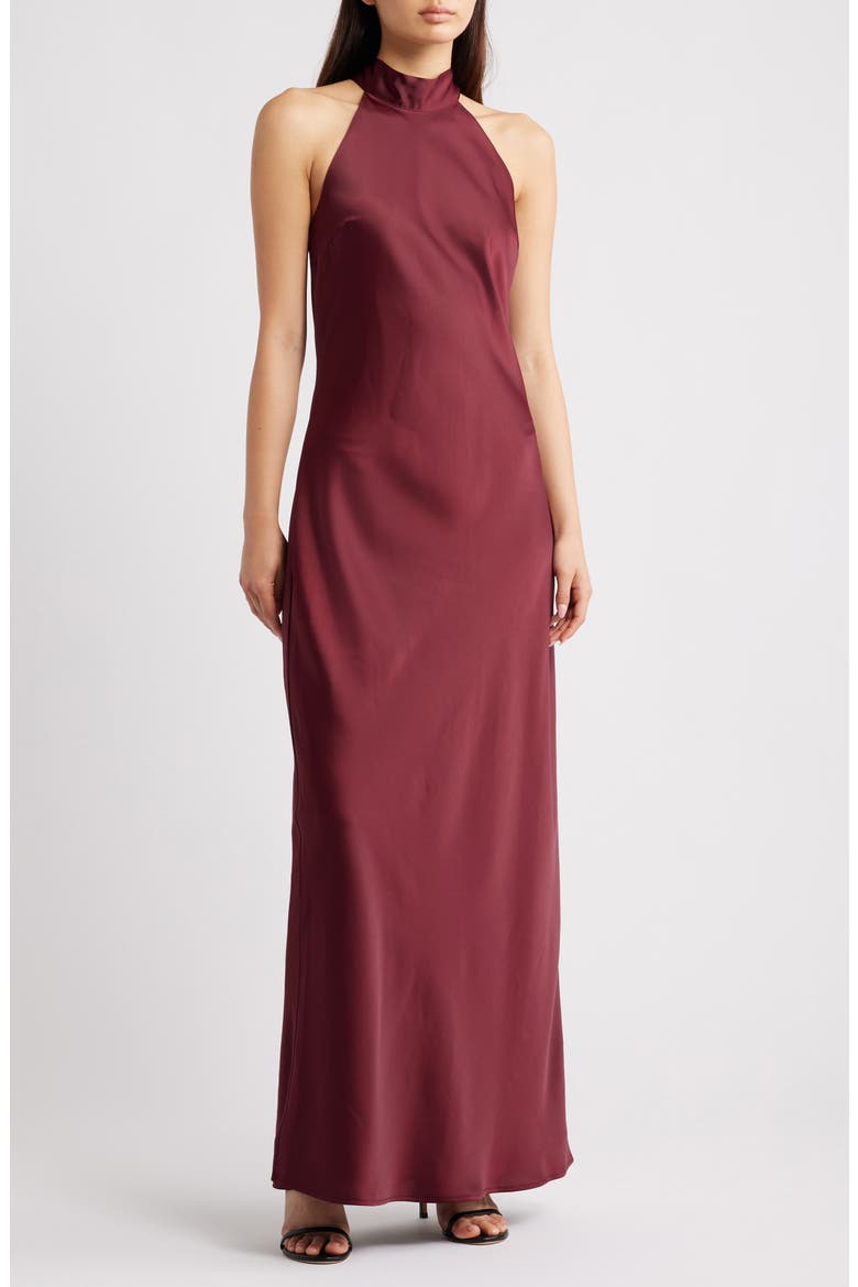 Violetta Matte Satin Gown, Main, color, MERLOT