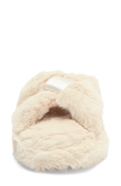 Honeydew The Knot Plush Faux Fur Slide Sandal In White