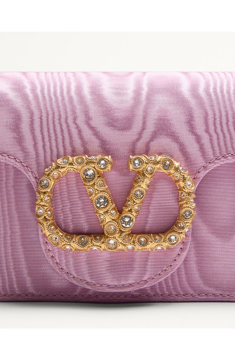 Valentino Garavani Locò Jewel Logo Moiré Clutch, Alternate, color, Pink
