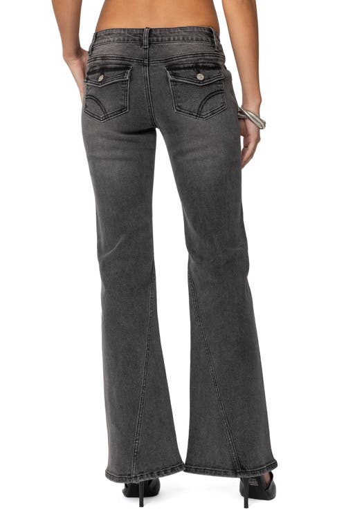 Edikted Colton Boot Cut Low Rise Jeans In Black Wash In Black-washed