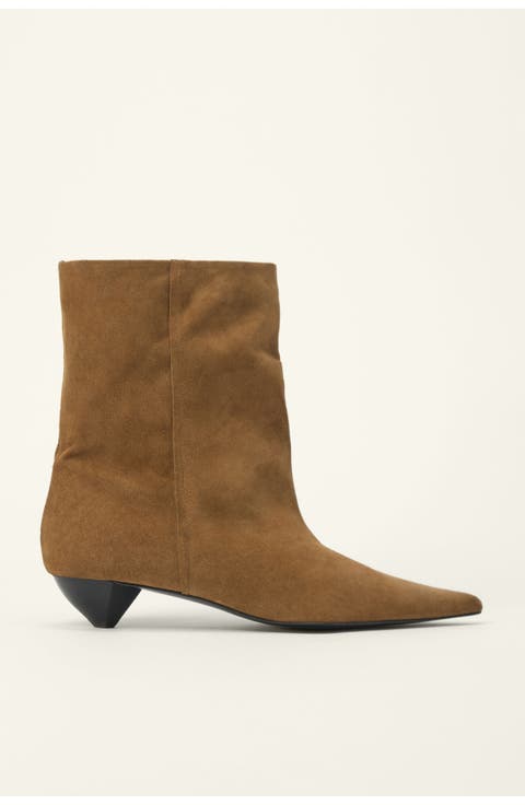 Suede Heeled Ankle Boot