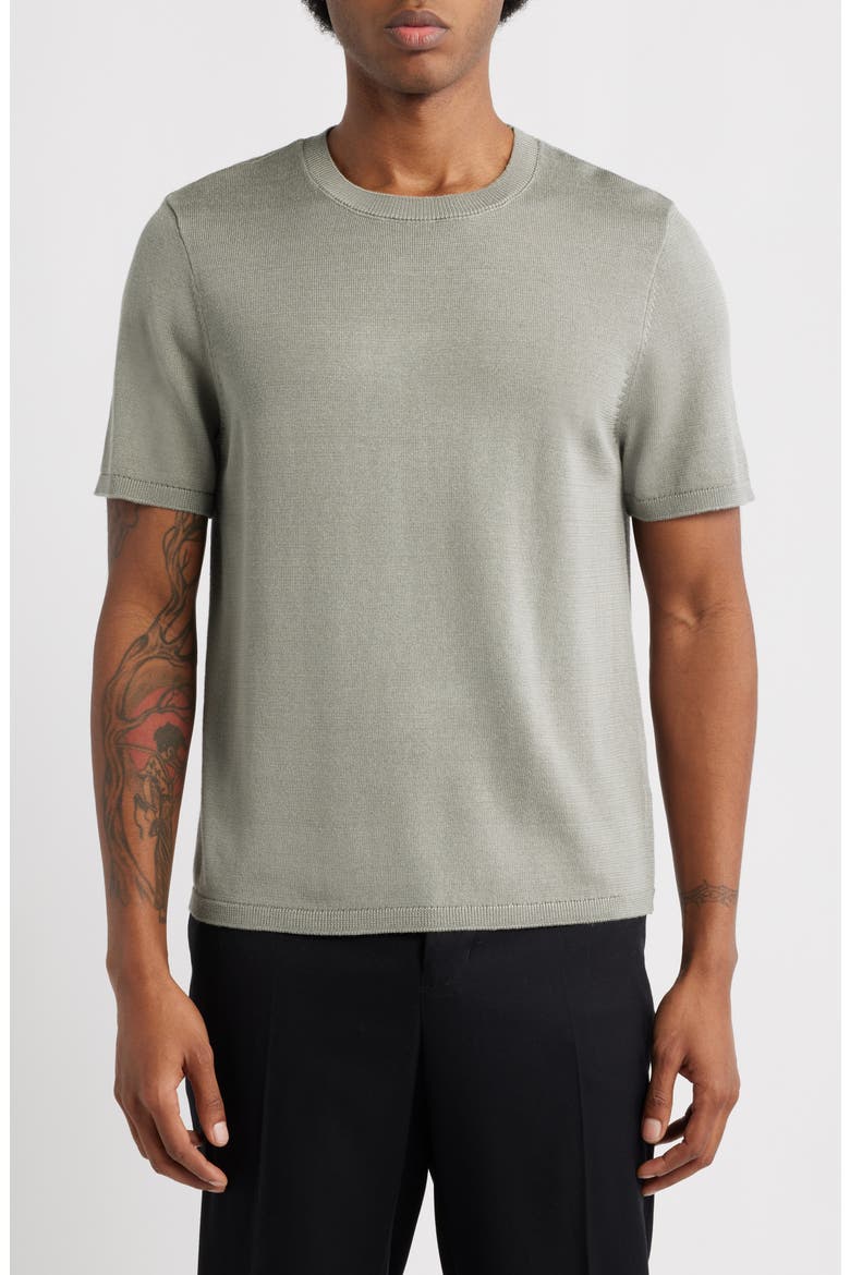 Short Sleeve Crewneck Sweater, Main, color, GREEN CHAPARRAL