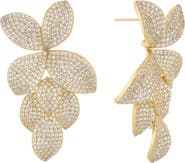 BY ADINA EDEN Pave Fancy Flower Petals Drop Stud Earring
