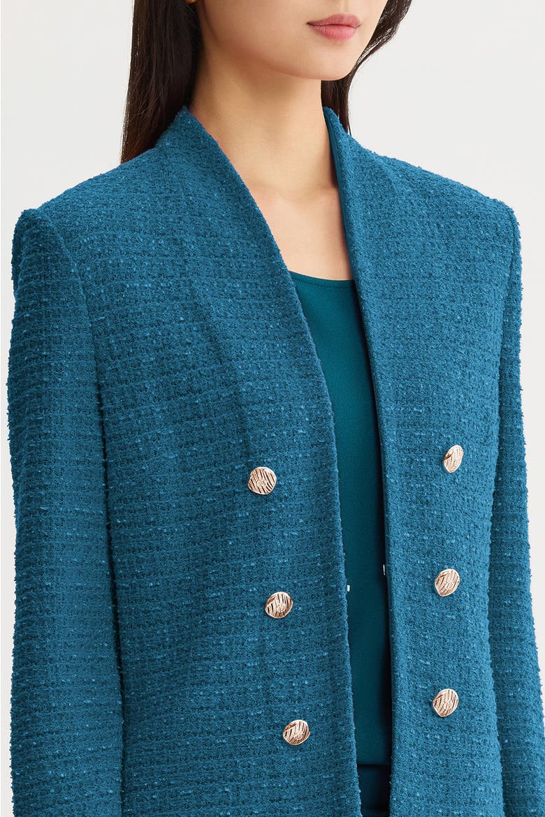 Tailored Tonal Eyelash Tweed Knit Jacket, Alternate, color, Deep Teal