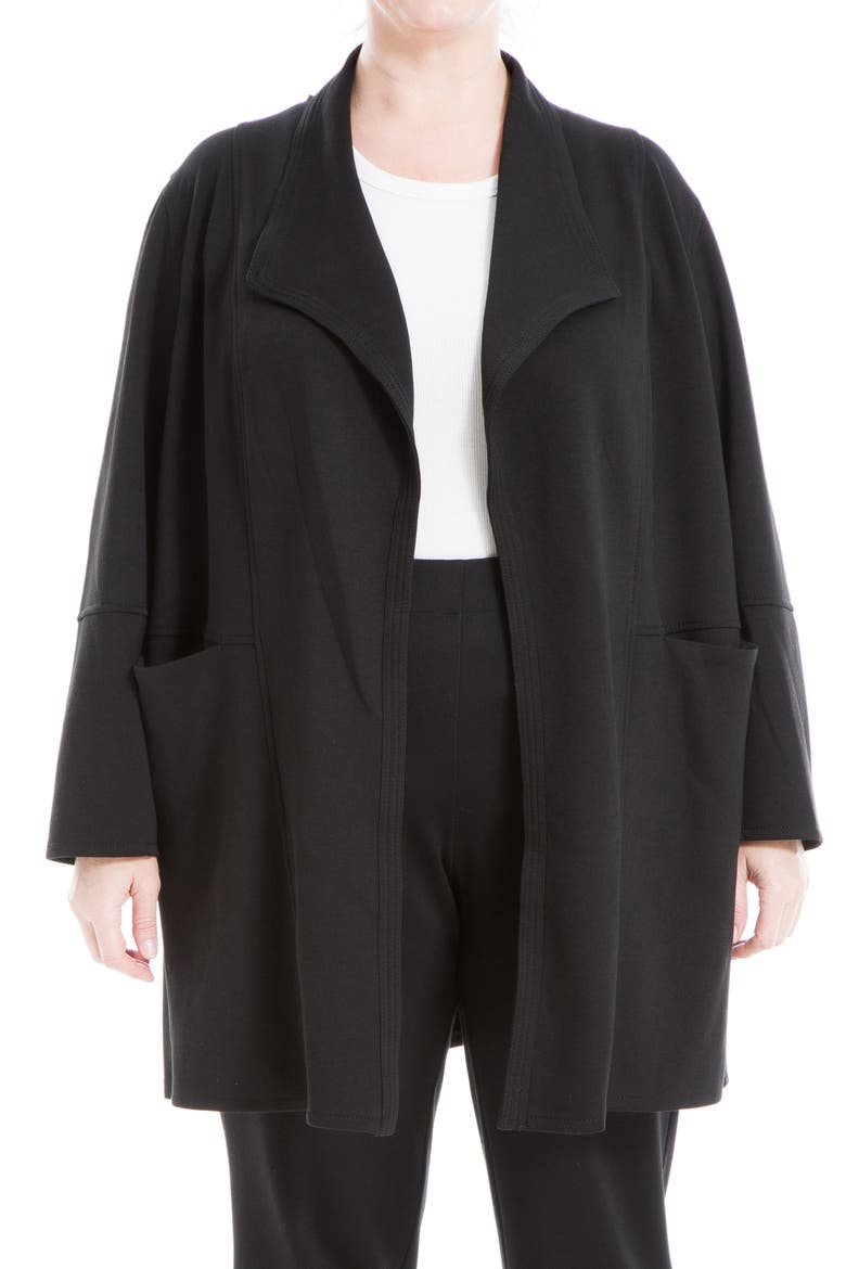 Draped Collar Scuba Jacket, Main, color, BLACK