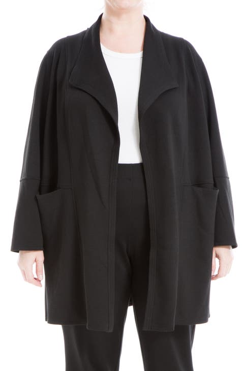 Draped Collar Scuba Jacket (Plus)