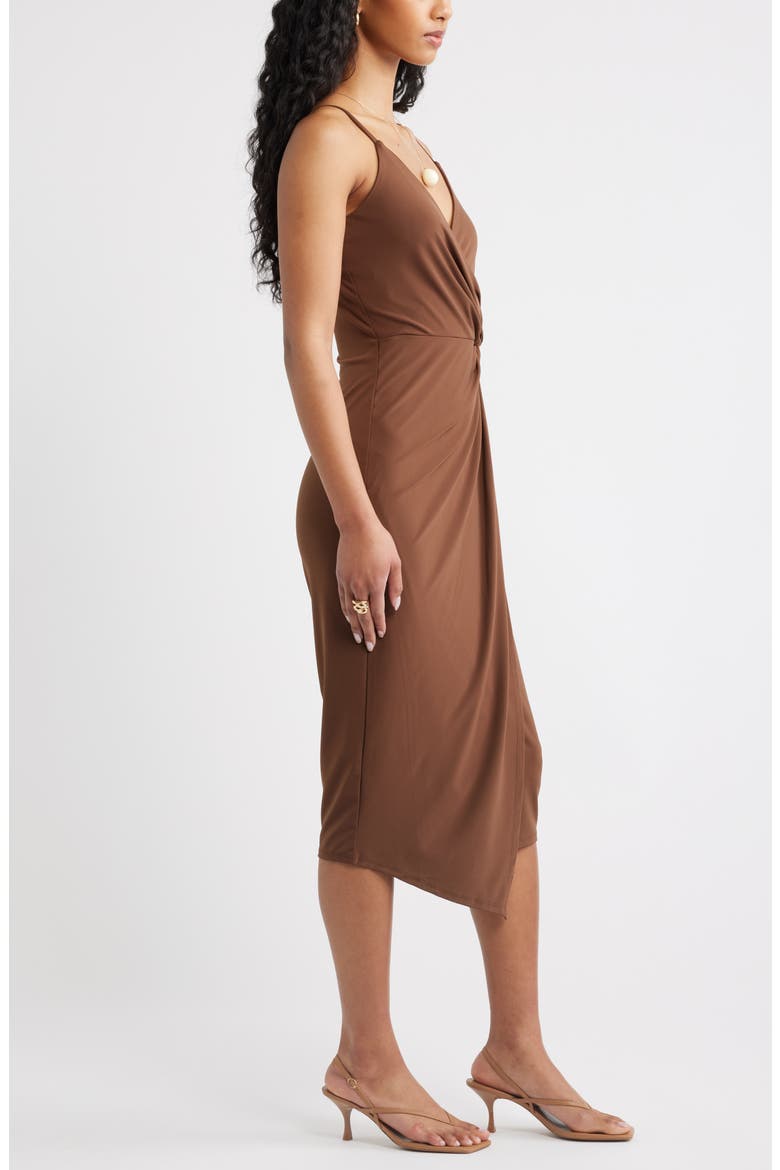 Side Twist Midi Dress, Alternate, color, BROWN TERRA