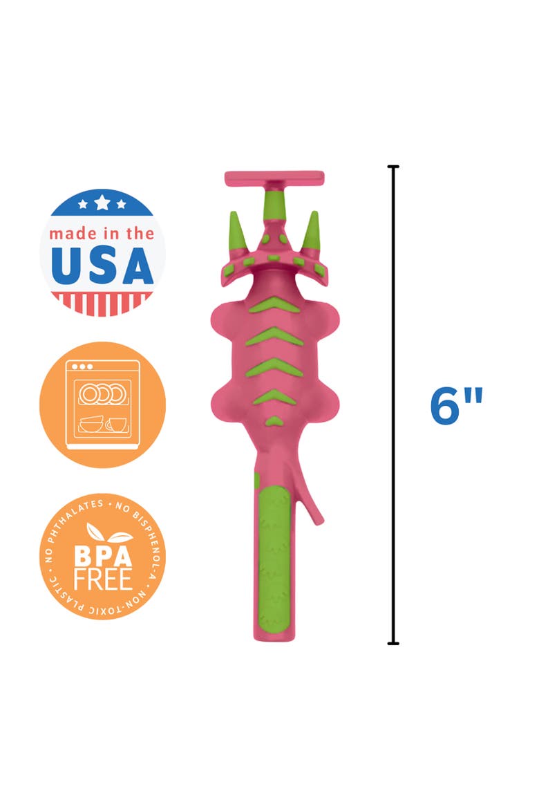 Set of 3 Dino Eating Utensils for Kids and Toddlers, Alternate, color, Pink
