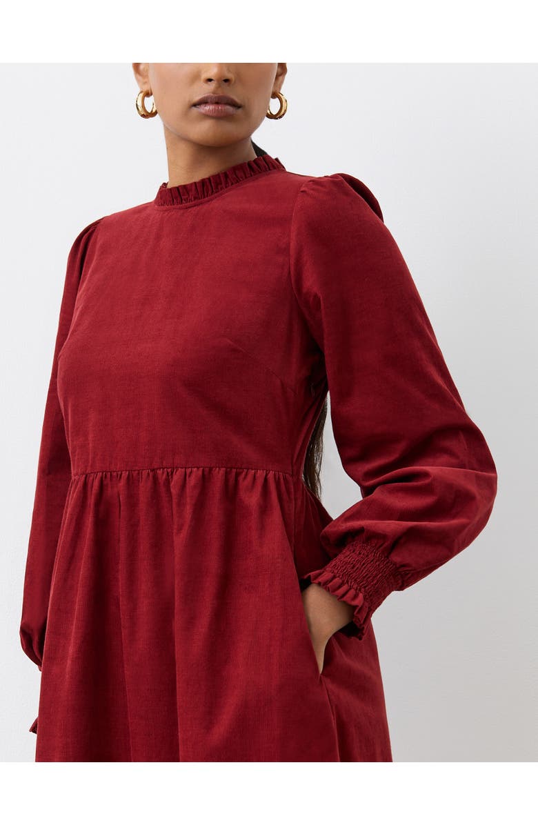 Finery London Esme Long Sleeve Corduroy Midi Dress, Alternate, color, Rust