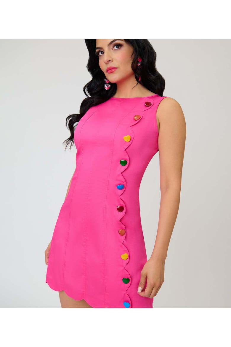 Stripe Scallop Mini Dress, Alternate, color, Pink Solid