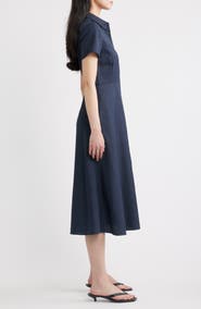 Theory City Fit & Flare Midi Shirtdress