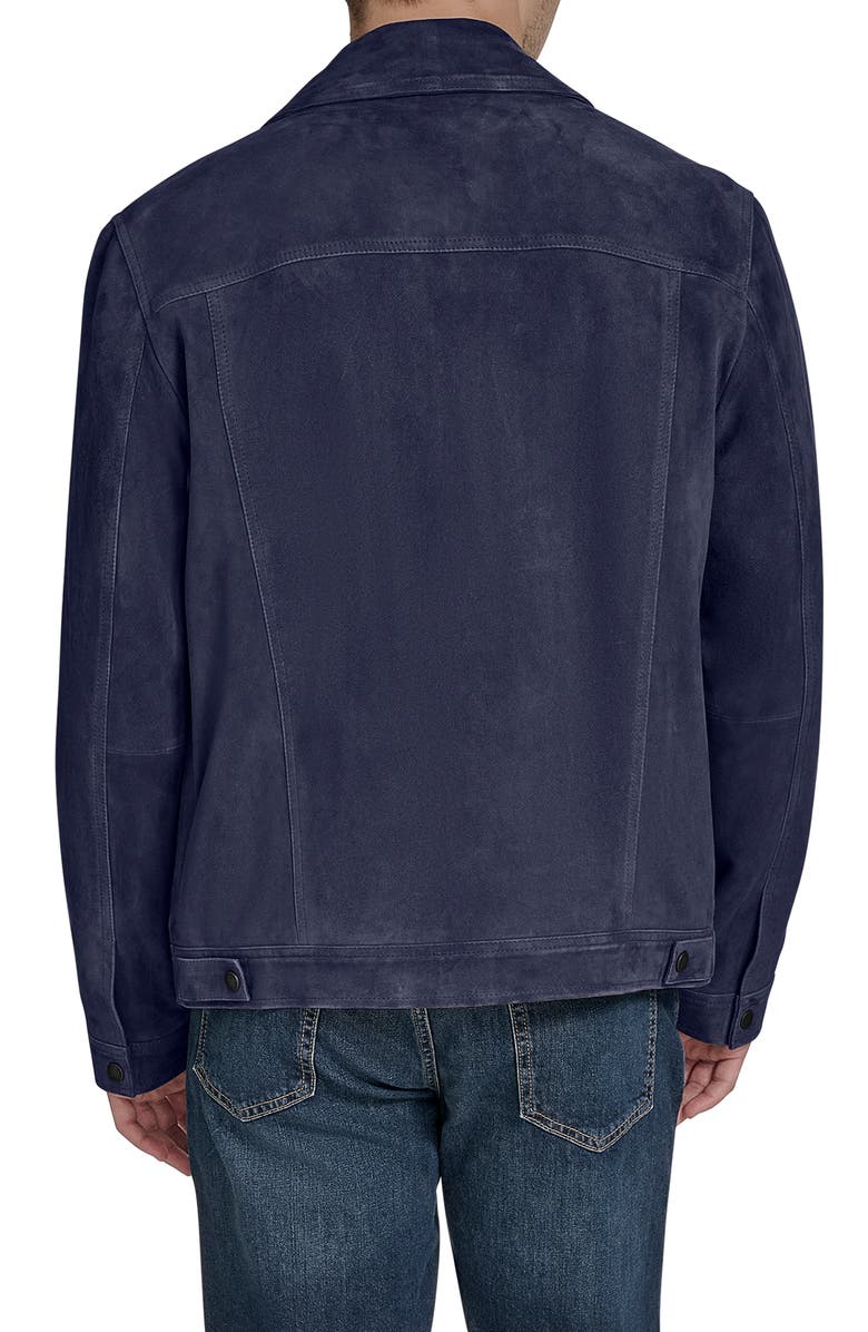 Cole Haan Suede Trucker Jacket, Alternate, color, Navy