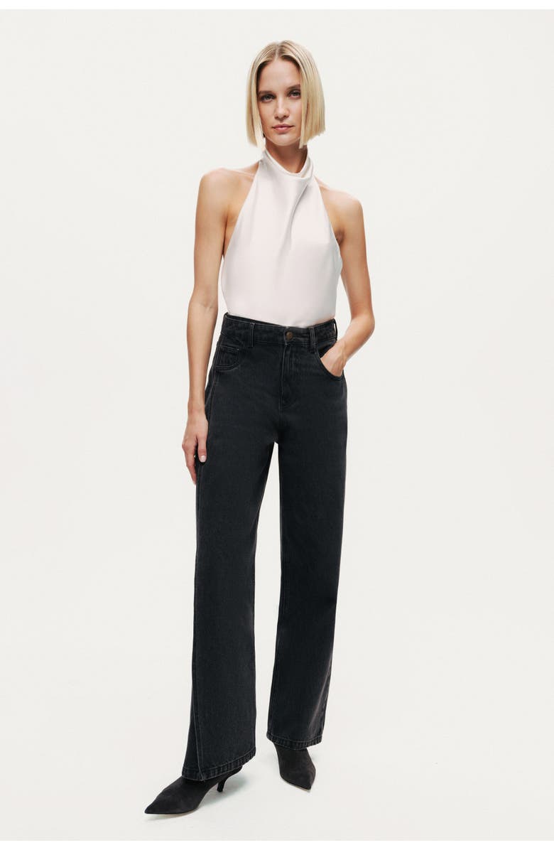 Nocturne Washed Wide Leg Jeans, Alternate, color, Anthracite