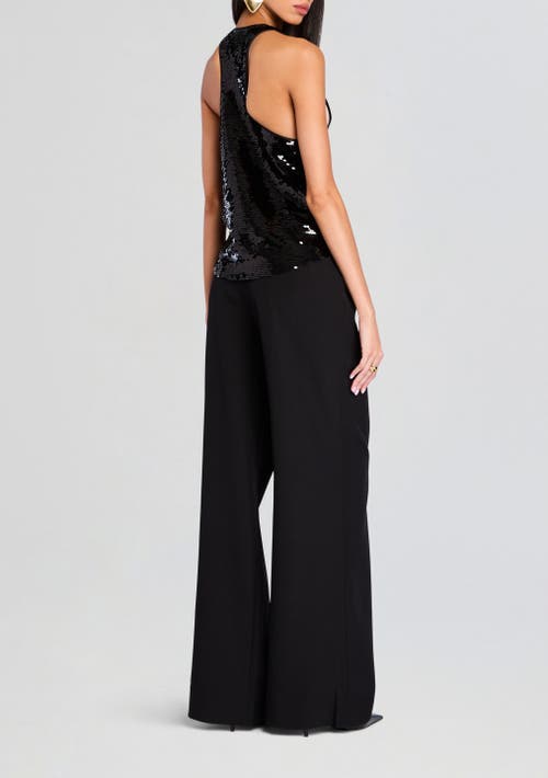 Retroféte Sequin Embellished Racerback Sleeveless Top In Black