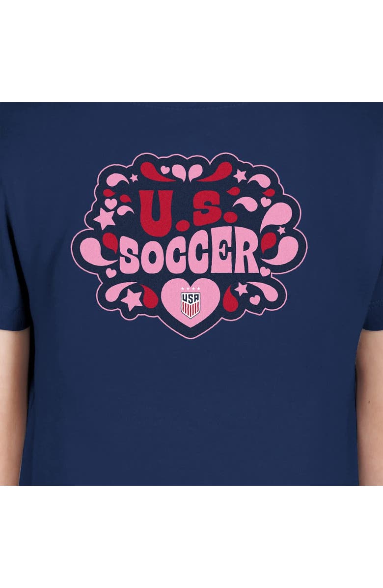 New Era Girls Youth New Era Navy USWNT Bubble Heart T-Shirt, Alternate, color, Navy