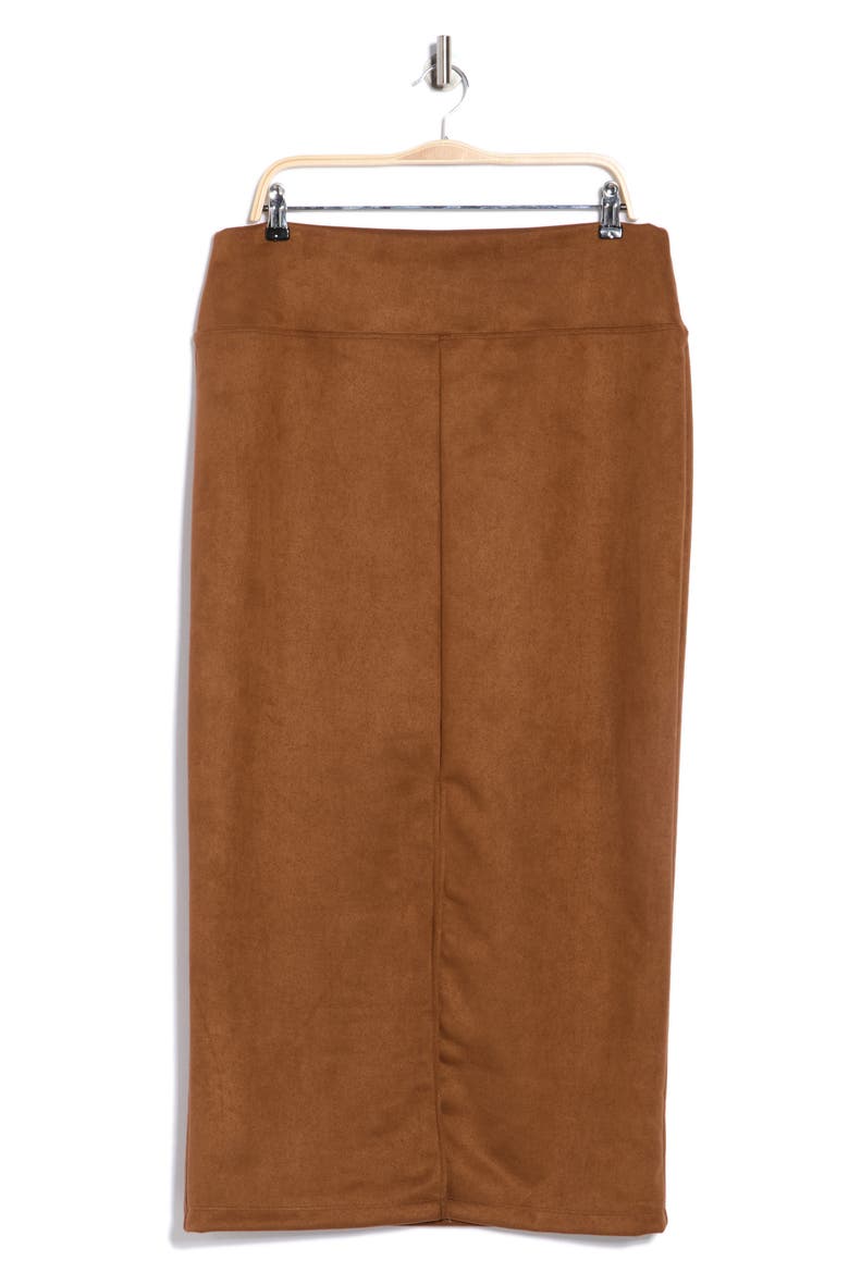 Faux Suede Midi Skirt, Alternate, color, CAMEL