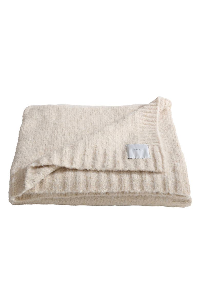 Calvin Klein Home Sweater Knit Throw Blanket, Main, color, Natural