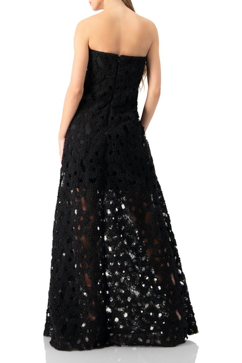 Strapless Pearl Embellished Gown, Alternate, color, Black